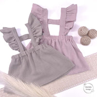 Musselin Kleid für Mädchen mit Rüschenträgern - BEIGE - 100% Baumwolle - in verschiedenen Farben und Größen - ideal für alle Jahreszeiten
