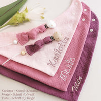 Halstuch mit Namen - Musselin - verschiedene Farben und Größen - personalisiert