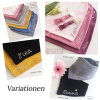 Halstuch mit Namen - ALTROSA- Musselin - verschiedene Farben und Größen - personalisiert