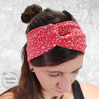 Stirnband für Damen und Mädchen, ROT BLÜMCHEN , alle Größen, Haarband, Strech
