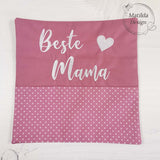 Wärmekissen Muttertag- BESTE MAMA - personalisierbar mit Wunschtext / Namen - Bezug waschbar - Bio-Dinkel - Kirschkerne - Lavendel - 20cm x 20cm