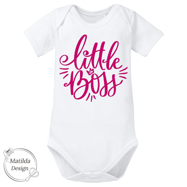 Premium Baby - Body „little Boss“ | für Mädchen und Jungs | personalisierte Farbwahl | 100% Bio – Baumwolle
