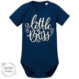 Premium Baby - Body „little Boss“ | für Jungs und Mädchen | personalisierte Farbwahl | 100% Bio – Baumwolle