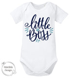 Premium Baby - Body „little Boss“ | mehrfarbig | für Jungs und Mädchen | 100% Bio – Baumwolle